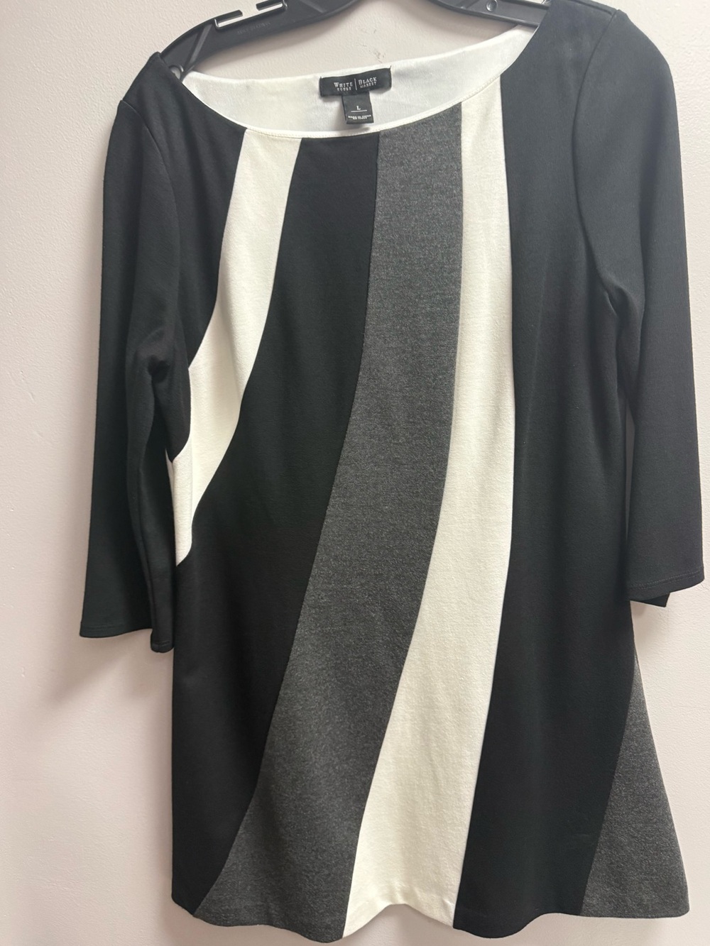 Like New White House Black Market Black, White & Gray Colorblock Dress Womenâs L